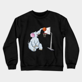 Funny elephant is playing basketball Crewneck Sweatshirt